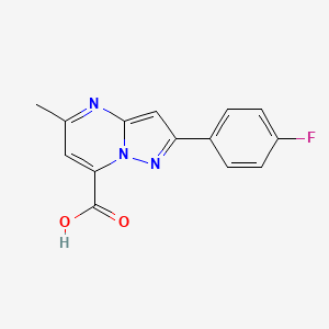 molecular formula C14H10FN3O2 B2360672 2-(4-Fluorophenyl)-5-methylpyrazolo[1,5-a]pyrimidine-7-carboxylic acid CAS No. 886503-14-6