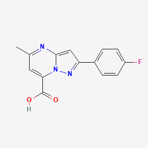 molecular formula C14H10FN3O2 B2360672 Ácido 2-(4-Fluorofenil)-5-metilpirazolo[1,5-a]pirimidin-7-carboxílico CAS No. 886503-14-6