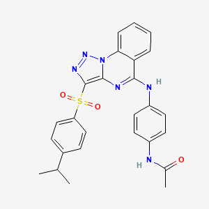 molecular formula C26H24N6O3S B2360676 N-[4-({3-[4-(propan-2-yl)benzenesulfonyl]-[1,2,3]triazolo[1,5-a]quinazolin-5-yl}amino)phenyl]acetamide CAS No. 892275-95-5