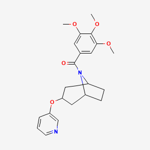 molecular formula C22H26N2O5 B2360682 ((1R,5S)-3-(pyridin-3-yloxy)-8-azabicyclo[3.2.1]octan-8-yl)(3,4,5-trimethoxyphenyl)methanone CAS No. 2108471-84-5