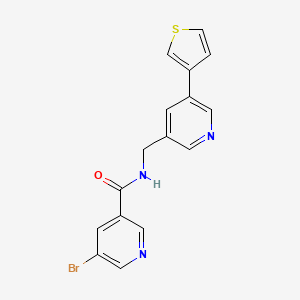 molecular formula C16H12BrN3OS B2360683 5-bromo-N-((5-(tiofen-3-il)piridin-3-il)metil)nicotinamida CAS No. 1795471-35-0