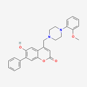 molecular formula C27H26N2O4 B2360688 6-羟基-4-[[4-(2-甲氧基苯基)哌嗪-1-基]甲基]-7-苯基香豆素-2-酮 CAS No. 902332-77-8