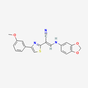 molecular formula C20H15N3O3S B2360694 (E)-3-(苯并[d][1,3]二氧杂环-5-基氨基)-2-(4-(3-甲氧基苯基)噻唑-2-基)丙烯腈 CAS No. 377056-45-6