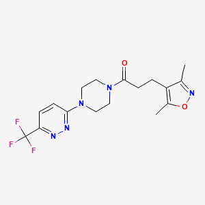 3-(3,5-Dimethyl-1,2-oxazol-4-yl)-1-[4-[6-(trifluoromethyl)pyridazin-3-yl]piperazin-1-yl]propan-1-one