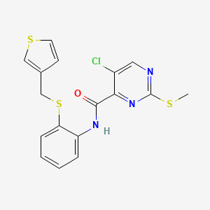 5-chloro-2-(methylsulfanyl)-N-(2-{[(thiophen-3-yl)methyl]sulfanyl}phenyl)pyrimidine-4-carboxamide