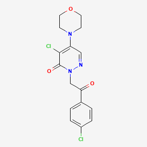 molecular formula C16H15Cl2N3O3 B2360710 4-chloro-2-[2-(4-chlorophenyl)-2-oxoethyl]-5-morpholino-3(2H)-pyridazinone CAS No. 477855-91-7