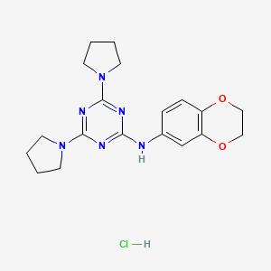 N-(2,3-dihydrobenzo[b][1,4]dioxin-6-yl)-4,6-di(pyrrolidin-1-yl)-1,3,5-triazin-2-amine hydrochloride