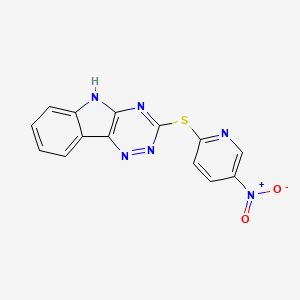 molecular formula C14H8N6O2S B2360727 3-(5-nitropyridin-2-yl)sulfanyl-5H-[1,2,4]triazino[5,6-b]indole CAS No. 1024558-85-7