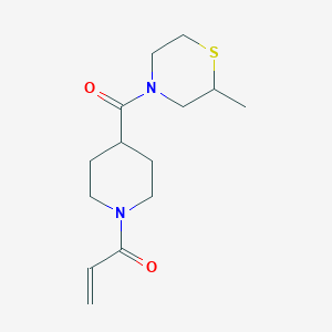 molecular formula C14H22N2O2S B2360728 1-[4-(2-Methylthiomorpholine-4-carbonyl)piperidin-1-yl]prop-2-en-1-one CAS No. 2411284-05-2