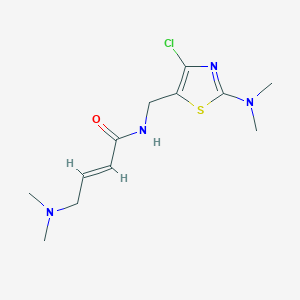 molecular formula C12H19ClN4OS B2360729 (E)-N-[[4-Chloro-2-(dimethylamino)-1,3-thiazol-5-yl]methyl]-4-(dimethylamino)but-2-enamide CAS No. 2411324-55-3