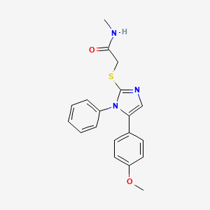 molecular formula C19H19N3O2S B2360733 2-((5-(4-methoxyphenyl)-1-phenyl-1H-imidazol-2-yl)thio)-N-methylacetamide CAS No. 1207021-05-3