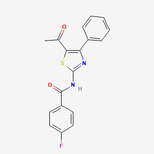 molecular formula C18H13FN2O2S B2360734 N-(5-乙酰基-4-苯基-1,3-噻唑-2-基)-4-氟苯甲酰胺 CAS No. 391221-32-2