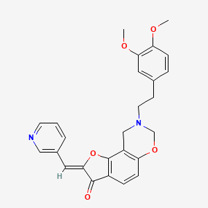 (2Z)-8-[2-(3,4-dimethoxyphenyl)ethyl]-2-(pyridin-3-ylmethylidene)-8,9-dihydro-7H-furo[2,3-f][1,3]benzoxazin-3(2H)-one
