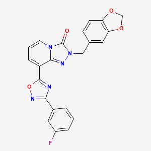 molecular formula C22H14FN5O4 B2360750 2-(1,3-苯并二氧杂环-5-基甲基)-8-[3-(3-氟苯基)-1,2,4-恶二唑-5-基][1,2,4]三唑并[4,3-a]吡啶-3(2H)-酮 CAS No. 1189909-23-6