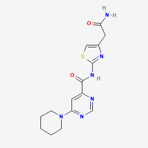 molecular formula C15H18N6O2S B2360754 N-(4-(2-amino-2-oxoethyl)thiazol-2-yl)-6-(piperidin-1-yl)pyrimidine-4-carboxamide CAS No. 2034228-72-1