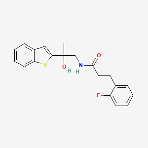 molecular formula C20H20FNO2S B2360759 N-(2-(benzo[b]thiophen-2-yl)-2-hydroxypropyl)-3-(2-fluorophenyl)propanamide CAS No. 2034242-77-6