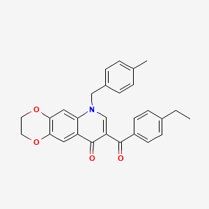 8-(4-Ethylbenzoyl)-6-[(4-methylphenyl)methyl]-2,3-dihydro-[1,4]dioxino[2,3-g]quinolin-9-one