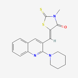 molecular formula C19H19N3OS2 B2360766 (Z)-3-methyl-5-((2-(piperidin-1-yl)quinolin-3-yl)methylene)-2-thioxothiazolidin-4-one CAS No. 886161-44-0
