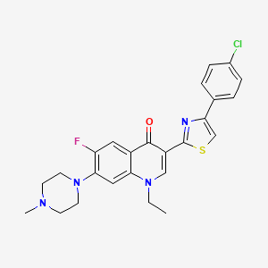 molecular formula C25H24ClFN4OS B2360767 3-[4-(4-Chlorophenyl)-1,3-thiazol-2-yl]-1-ethyl-6-fluoro-7-(4-methylpiperazin-1-yl)-1,4-dihydroquinolin-4-one CAS No. 2320545-72-8