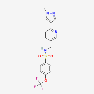 molecular formula C17H15F3N4O3S B2360769 N-((6-(1-methyl-1H-pyrazol-4-yl)pyridin-3-yl)methyl)-4-(trifluoromethoxy)benzenesulfonamide CAS No. 2034391-42-7