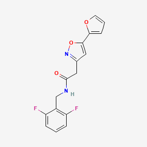 molecular formula C16H12F2N2O3 B2360779 N-(2,6-difluorobenzyl)-2-(5-(furan-2-yl)isoxazol-3-yl)acetamide CAS No. 1219901-43-5