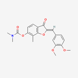 molecular formula C21H21NO6 B2360781 (2Z)-2-(3,4-dimethoxybenzylidene)-7-methyl-3-oxo-2,3-dihydro-1-benzofuran-6-yl dimethylcarbamate CAS No. 859130-65-7