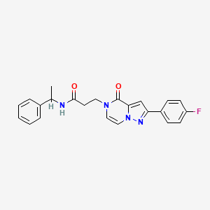 molecular formula C23H21FN4O2 B2360785 3-[2-(4-fluorophenyl)-4-oxopyrazolo[1,5-a]pyrazin-5(4H)-yl]-N-(1-phenylethyl)propanamide CAS No. 1326887-26-6