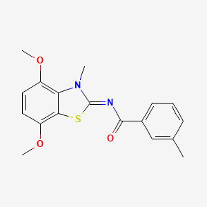 N-(4,7-dimethoxy-3-methyl-1,3-benzothiazol-2-ylidene)-3-methylbenzamide
