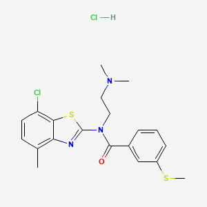 molecular formula C20H23Cl2N3OS2 B2360794 N-(7-氯-4-甲基苯并[d]噻唑-2-基)-N-(2-(二甲氨基)乙基)-3-(甲硫基)苯甲酰胺盐酸盐 CAS No. 1216600-86-0