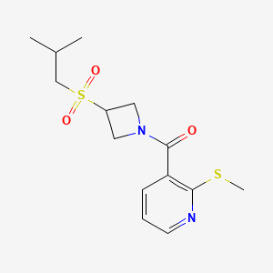 molecular formula C14H20N2O3S2 B2360808 (3-(Isobutylsulfonyl)azetidin-1-yl)(2-(methylthio)pyridin-3-yl)methanone CAS No. 1797086-41-9