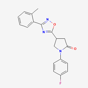 molecular formula C19H16FN3O2 B2360819 1-(4-氟苯基)-4-(3-(邻甲苯基)-1,2,4-恶二唑-5-基)吡咯烷-2-酮 CAS No. 941891-68-5
