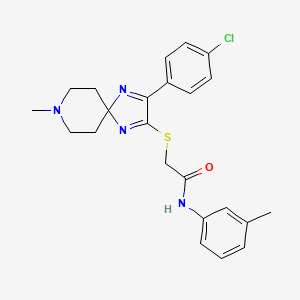 2-((3-(4-chlorophenyl)-8-methyl-1,4,8-triazaspiro[4.5]deca-1,3-dien-2-yl)thio)-N-(m-tolyl)acetamide