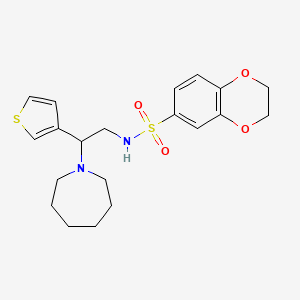 molecular formula C20H26N2O4S2 B2360822 N-(2-(氮杂环戊-1-基)-2-(噻吩-3-基)乙基)-2,3-二氢苯并[b][1,4]二噁英-6-磺酰胺 CAS No. 946357-43-3