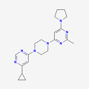 molecular formula C20H27N7 B2360826 4-[4-(6-Cyclopropylpyrimidin-4-yl)piperazin-1-yl]-2-methyl-6-pyrrolidin-1-ylpyrimidine CAS No. 2415524-24-0