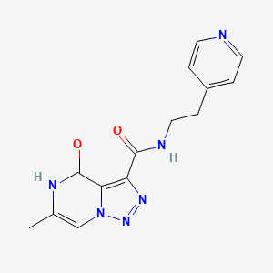 molecular formula C14H14N6O2 B2360832 6-methyl-4-oxo-N-(2-pyridin-4-ylethyl)-4,5-dihydro[1,2,3]triazolo[1,5-a]pyrazine-3-carboxamide CAS No. 1790196-60-9