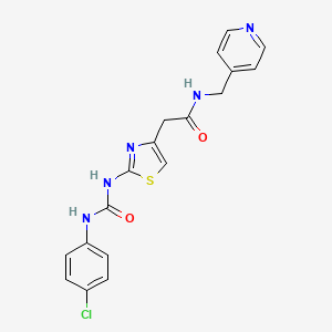 molecular formula C18H16ClN5O2S B2360837 2-(2-(3-(4-chlorophenyl)ureido)thiazol-4-yl)-N-(pyridin-4-ylmethyl)acetamide CAS No. 897620-98-3
