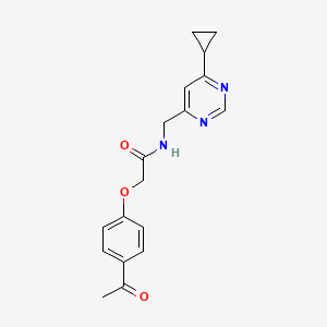 molecular formula C18H19N3O3 B2360847 2-(4-乙酰苯氧基)-N-((6-环丙基嘧啶-4-基)甲基)乙酰胺 CAS No. 2176201-87-7