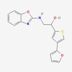 molecular formula C17H14N2O3S B2360852 2-(1,3-Benzoxazol-2-ylamino)-1-[4-(furan-2-yl)thiophen-2-yl]ethanol CAS No. 2380042-22-6