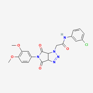 molecular formula C20H18ClN5O5 B2360853 N-(3-chlorophenyl)-2-[5-(3,4-dimethoxyphenyl)-4,6-dioxo-4,5,6,6a-tetrahydropyrrolo[3,4-d][1,2,3]triazol-1(3aH)-yl]acetamide CAS No. 1052614-28-4