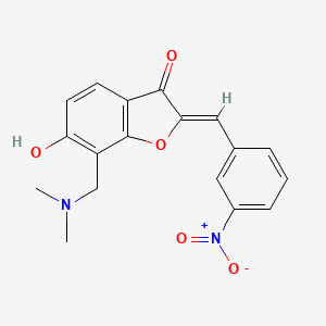 molecular formula C18H16N2O5 B2360860 (Z)-7-((二甲氨基)甲基)-6-羟基-2-(3-硝基苄亚胺基)苯并呋喃-3(2H)-酮 CAS No. 899398-42-6