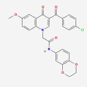 2-[3-(4-chlorobenzoyl)-6-methoxy-4-oxoquinolin-1-yl]-N-(2,3-dihydro-1,4-benzodioxin-6-yl)acetamide