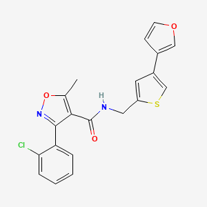 molecular formula C20H15ClN2O3S B2360865 3-(2-Chlorophenyl)-N-[[4-(furan-3-yl)thiophen-2-yl]methyl]-5-methyl-1,2-oxazole-4-carboxamide CAS No. 2379998-13-5