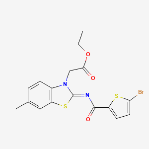 Ethyl 2-[2-(5-bromothiophene-2-carbonyl)imino-6-methyl-1,3-benzothiazol-3-yl]acetate