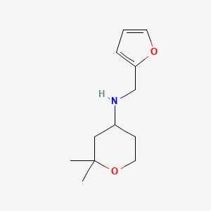 molecular formula C12H20ClNO2 B2360873 (2,2-二甲基-四氢-吡喃-4-基)-呋喃-2-基甲基-胺 CAS No. 300803-64-9