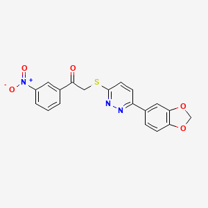molecular formula C19H13N3O5S B2360875 2-[6-(1,3-Benzodioxol-5-yl)pyridazin-3-yl]sulfanyl-1-(3-nitrophenyl)ethanone CAS No. 872695-98-2