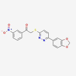 molecular formula C19H13N3O5S B2360875 2-[6-(1,3-Benzodioxol-5-yl)pyridazin-3-yl]sulfanyl-1-(3-nitrophenyl)ethanon CAS No. 872695-98-2