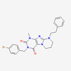 molecular formula C24H24BrN5O2 B2360885 3-(4-bromobenzyl)-1-methyl-9-phenethyl-6,7,8,9-tetrahydropyrimido[2,1-f]purine-2,4(1H,3H)-dione CAS No. 876151-13-2