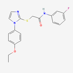molecular formula C19H18FN3O2S B2360892 2-[1-(4-乙氧苯基)咪唑-2-基]硫代-N-(3-氟苯基)乙酰胺 CAS No. 688336-51-8