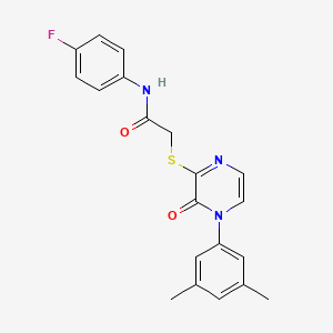 2-[4-(3,5-dimethylphenyl)-3-oxopyrazin-2-yl]sulfanyl-N-(4-fluorophenyl)acetamide