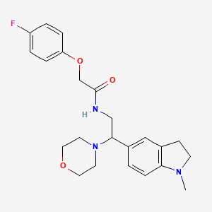 molecular formula C23H28FN3O3 B2360929 2-(4-fluorophenoxy)-N-(2-(1-methylindolin-5-yl)-2-morpholinoethyl)acetamide CAS No. 922115-54-6